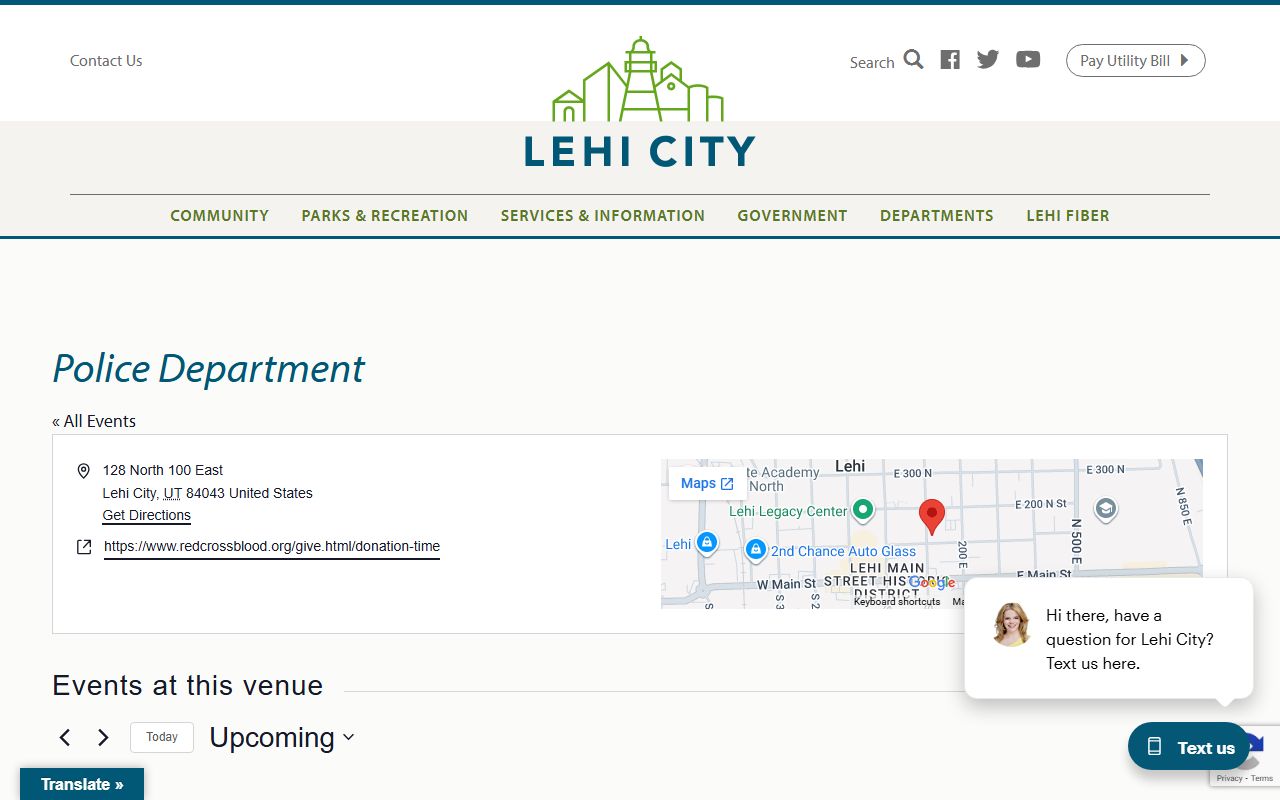 Lehi Police Department page related to Lehi traffic court records