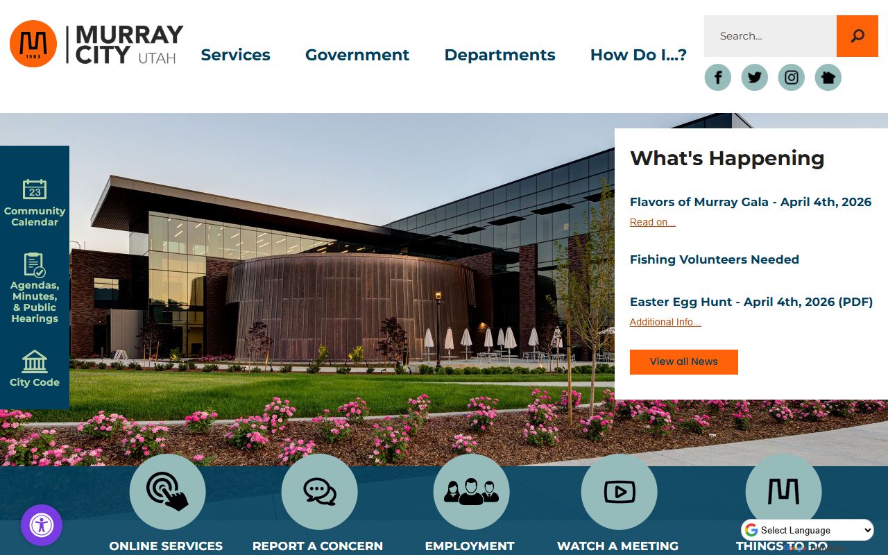 Murray City official website with justice court and traffic records information