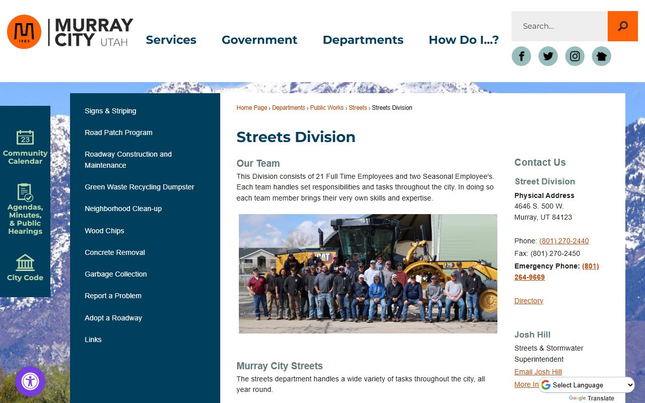 Murray Police Department for traffic accident reports and public records requests