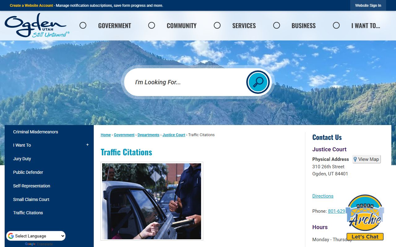 Utah Courts XChange system for searching traffic court records statewide